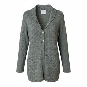Waste Knot by Joma Cardigan‎ Women Medium Blue Knit Recycled Cotton Shawl Collar